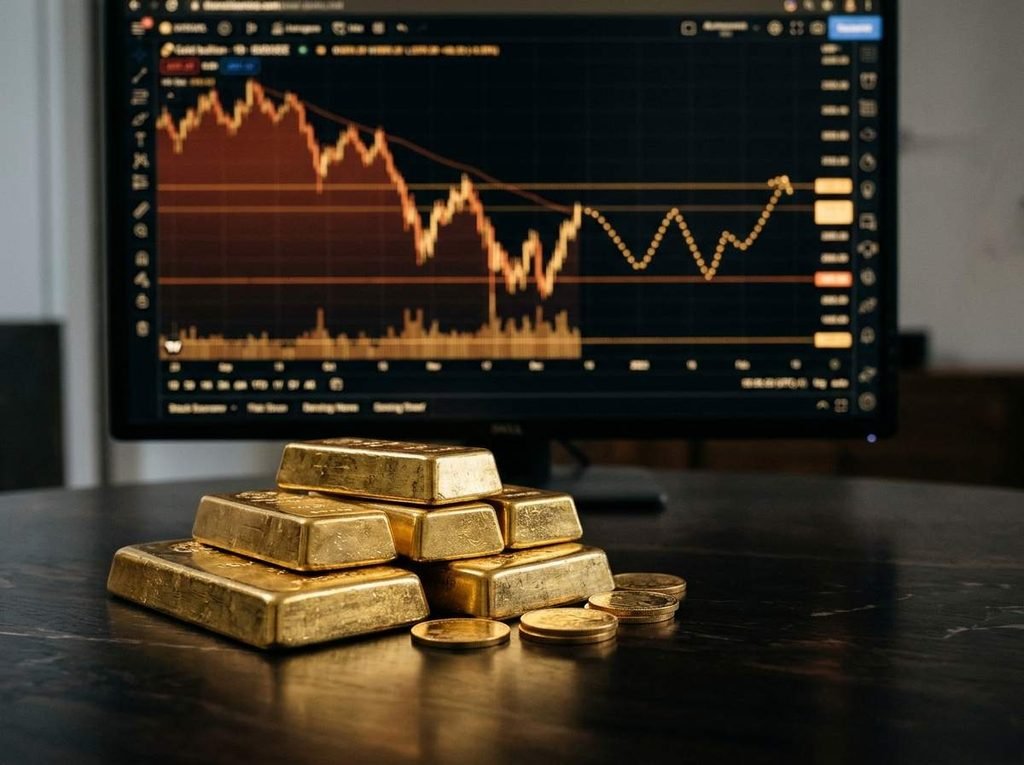 سعر الذهب اليوم وأسباب انخفاضه: هل سيرتفع الذهب أم يواصل الهبوط؟ gold bullion falling price chart .سعر الذهب compress
