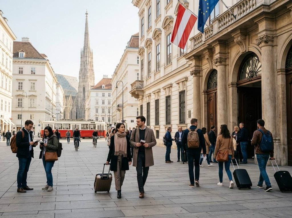 travelers with passports in vienna d30c57af compress  فيزا النمسا 